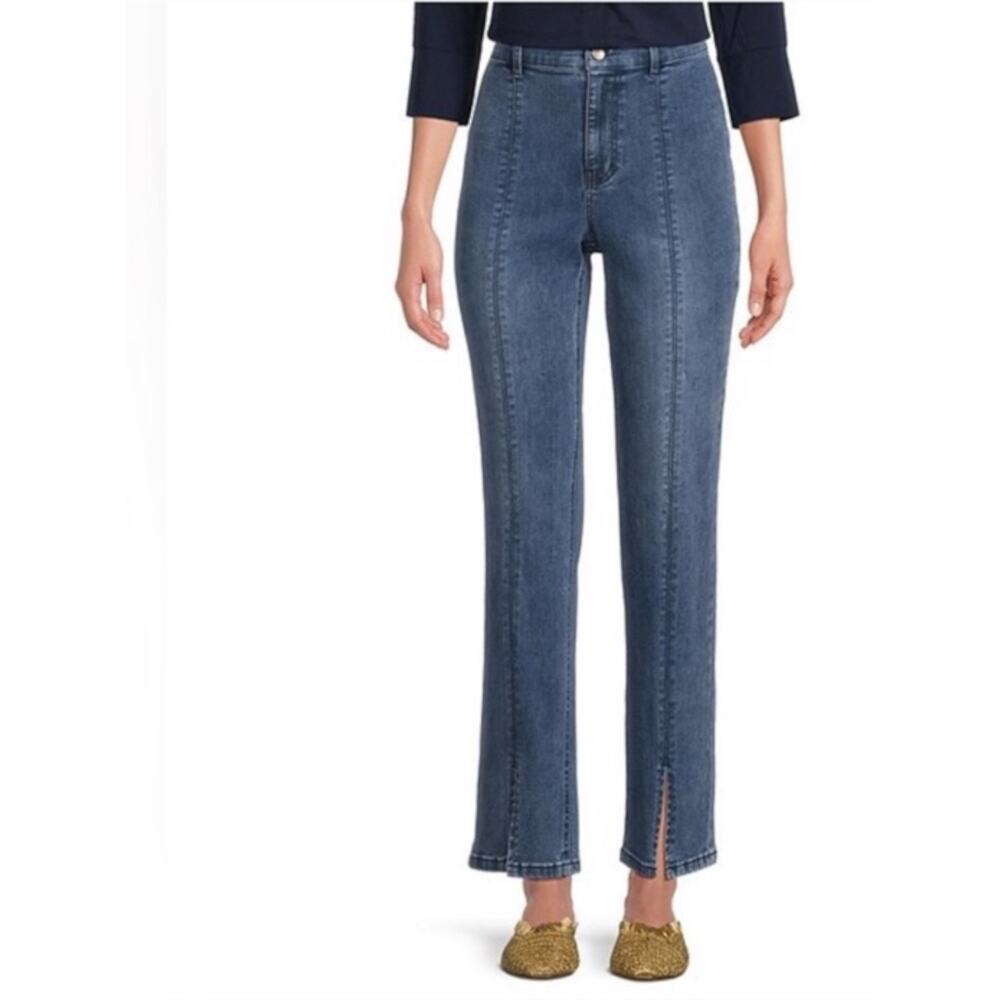 J. McLaughlin Rainey Jeans Light Wash Split Hem Ankle Front Seaming Polished 14